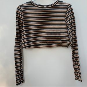 Striped Long Sleeve Crop Top